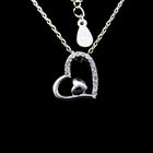 White Gold S925 Sterling Silver Heart Necklace Rhodium plating For Lady