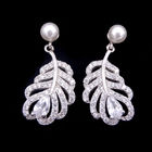 Simple 925 Silver Pearl Earrings / Diamond Shape Pearl Chandelier Earrings