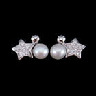 Minimalist Style Freshwater Pearl Stud Earrings Bowknot With Rosette Shape