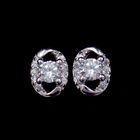 Personalized Silver Cubic Zirconia Earrings Fashion Jewelry With Flower Shape