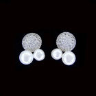 Plated Rhodium Freshwater Pearl Earrings Customized 925 Silver Jewellery