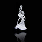 Pure Plain Silver Pendant Couple Elegant Swan Design For Wedding Bridal