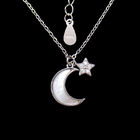 Fashionable Base 925 Silver Necklace With Crescent Shape Mirror Polished