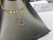 Zircon Luxury Plated 14K Gold Pendant Necklace with Round Shaped and Little Item Design 925 Silver Jewelry