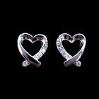 Lovely Sweetheart Silver Cubic Zirconia Earrings For Girl Friend Gift