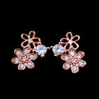 Beautiful 925 Silver Gold Plated Earrings , Flower Pearl Earrings Stud