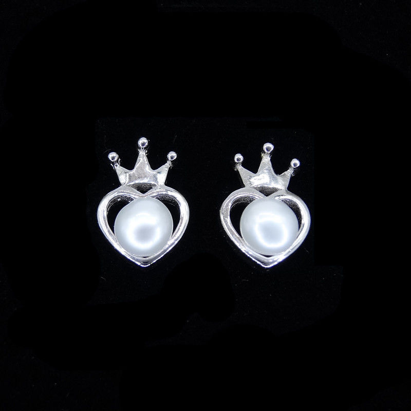 European Real Pearl Earrings Imperial Crown Shape S925 Jewelry Display Royal Style