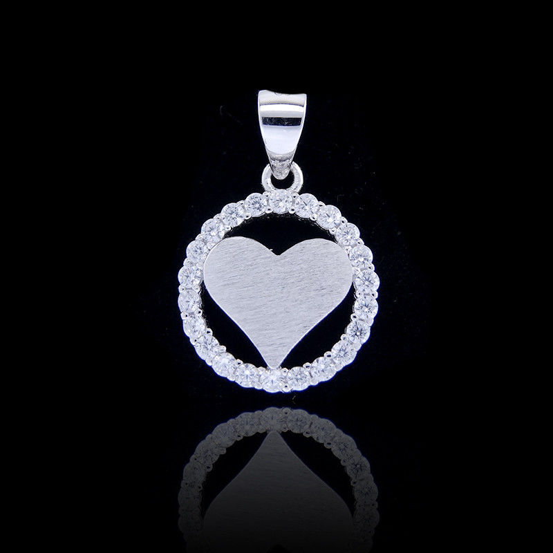 Heart Shape Silver Cubic Zirconia Pendant White Gold Silver 925 Zircon Jewelry