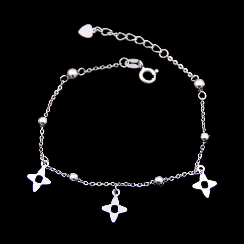 Clover Shape Plain Silver Bracelet 925 Sterling Silver Jewelry Bracelets Charms