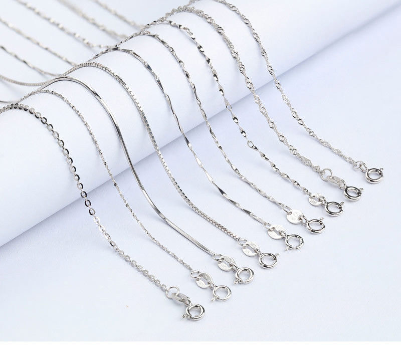 Fashion 925 Sterling Silver Chain Necklace Without Pendant No Stone