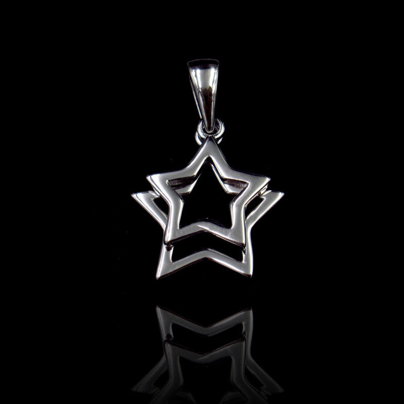 two stars shape silver pendant jewelry / dancing Non fixed pendant