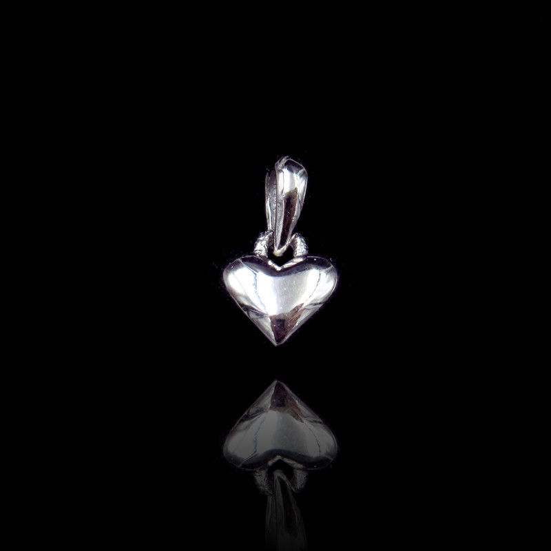 Stereoscopic Plain Silver Pendant Rhodium Plating With Heart Shape