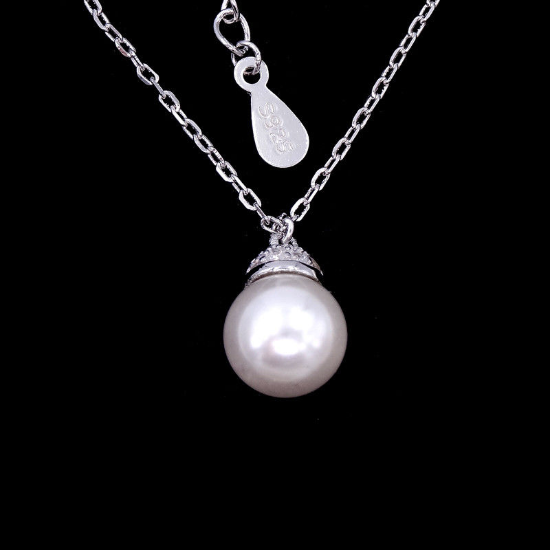 Italy Style Silver Pearl Necklace / Blank 925 Sterling Freshwater Pearl Drop Necklace