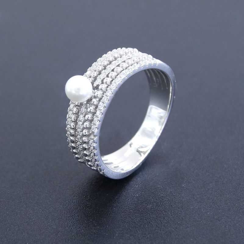 Customized Freshwater Pearl Ring Three Circles Design For Women