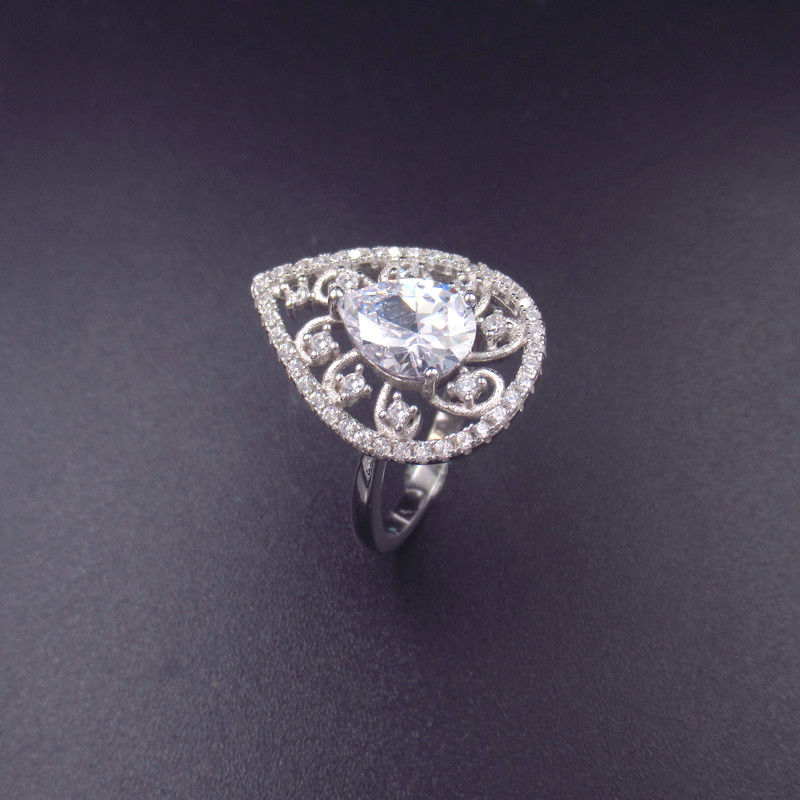 Custom CZ Jewelry Zircon Silver 925 Wedding Rings For Party / Anniversary