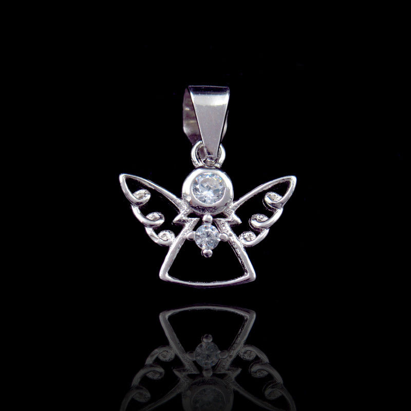 USA Angel Design Zirconia Hollow Light 925 Silver Pendants For Lady / Girls