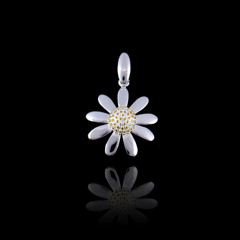 Modern Sunflower Necklace Pendant Plain Silver Plating Gold And Rhodium Charms Plated