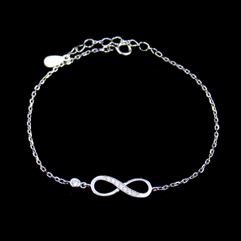 Infinity 8 Eight Shape 925 Silver Bracelet 16cm With 3cm Extension