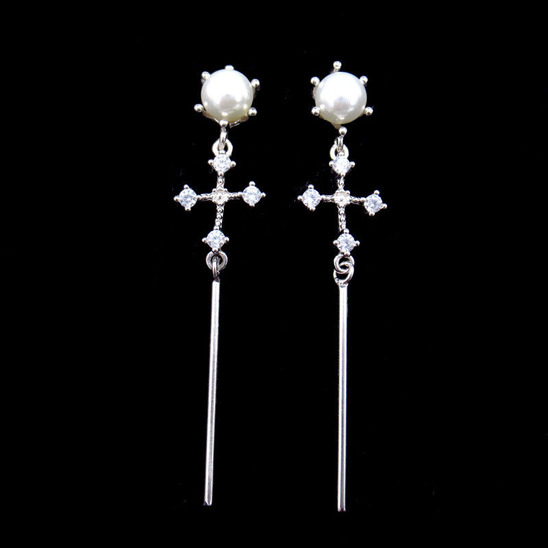 9 X 42 MM Thin And Long Drop Earrings Made Of 925 Silver For Mature Woman