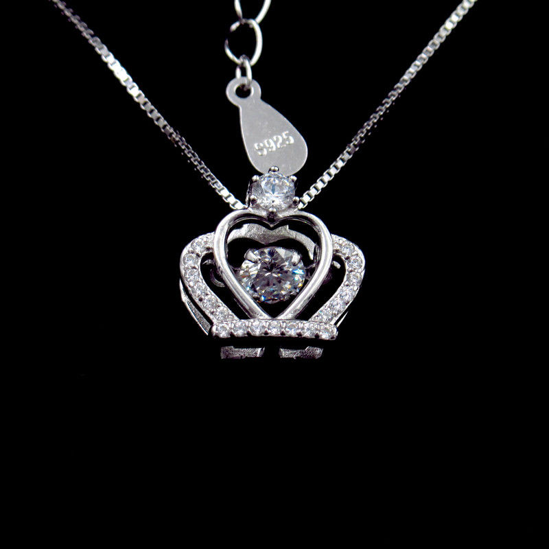 925 Silver Cubic Zircon Wedding Jewellery Necklace European Style Crown Shape