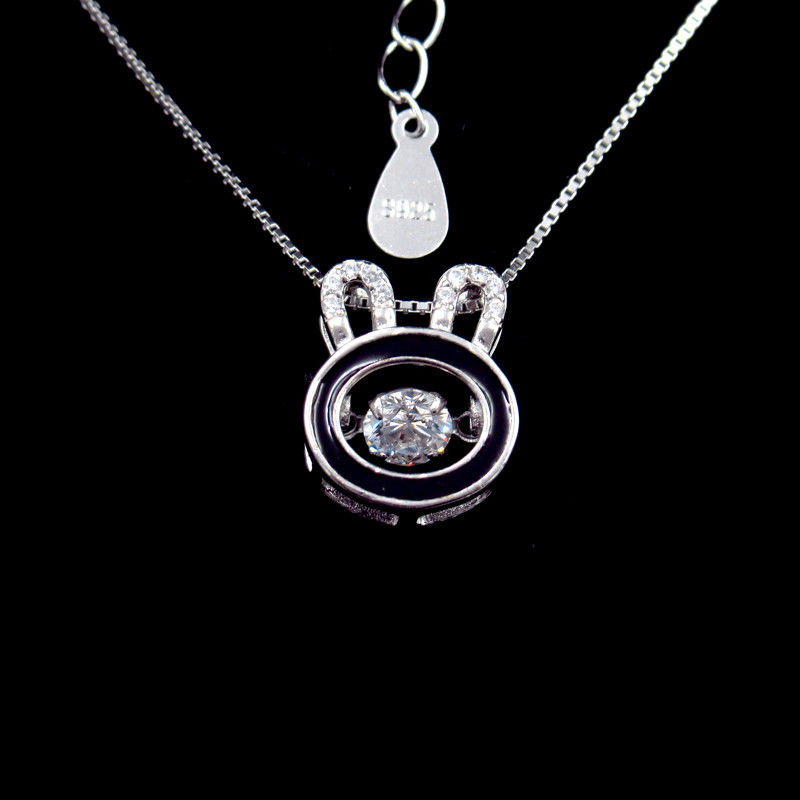 Cute New Jewellery Design 925 Silver White Gold Rabbit Shape Party Necklace