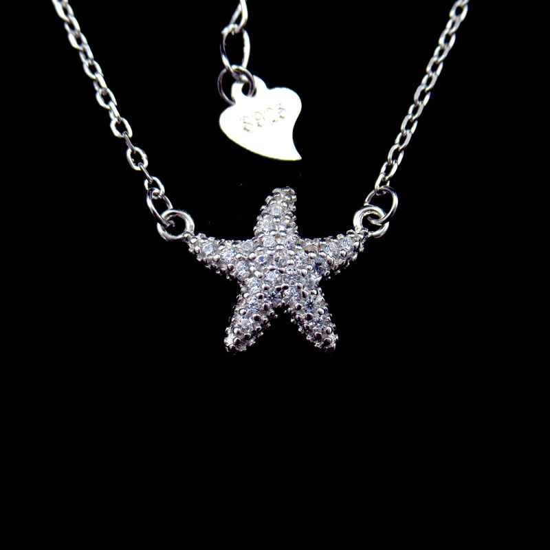 Cute Star Shape CZ Stone Jewelry / Customized 925 Silver Silver Kids Necklace