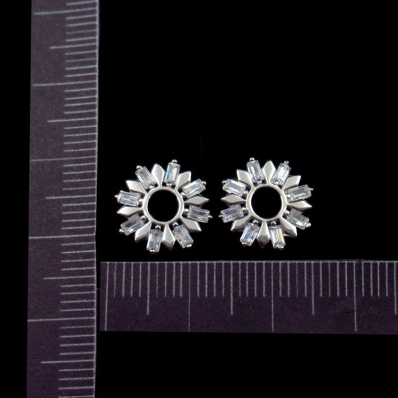 Flower 925 Sterling Silver Hoop Earrings , 925 Silver Gold Plated Earrings