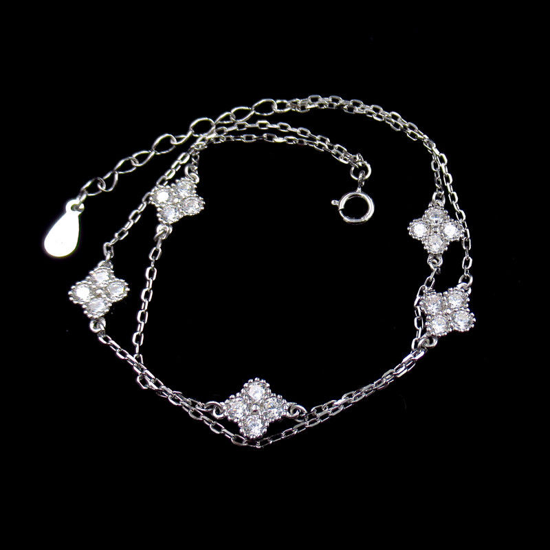 Luxury 925 Sterling Silver Jewelry , Cubic Zirconia 925 Silver Heart Bracelet