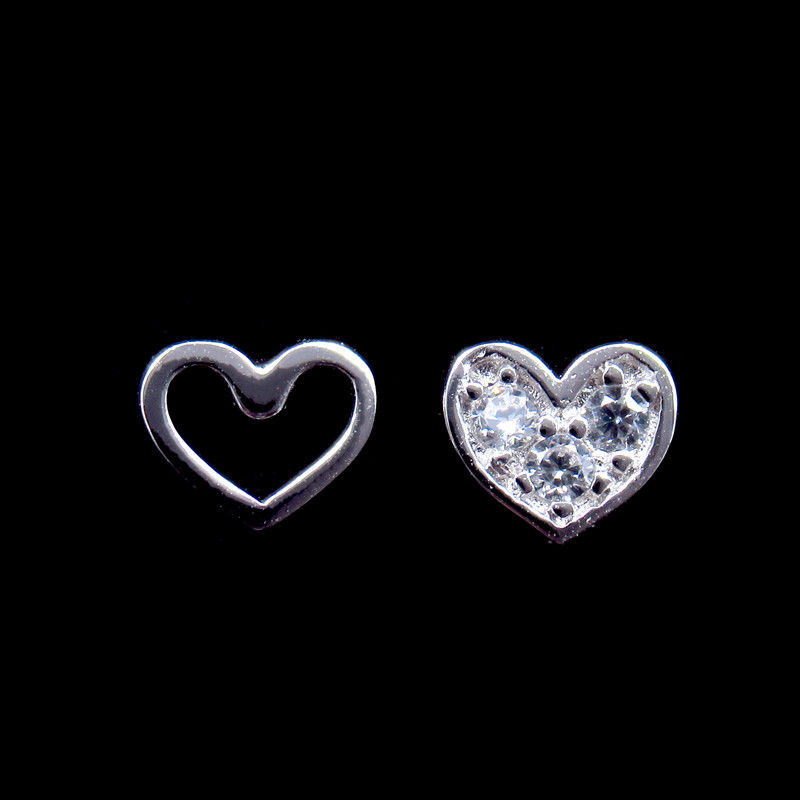 Lovely Sweetheart Silver Cubic Zirconia Earrings For Girl Friend Gift