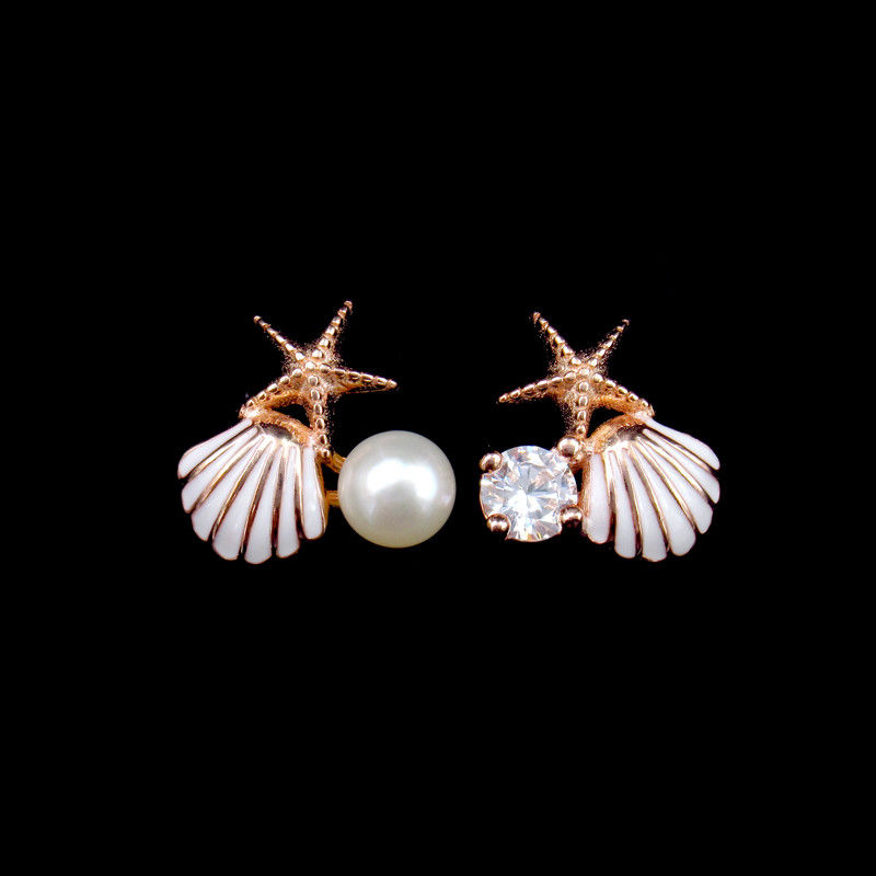 Gold Sterling Silver Drop Earrings / Simple Design Small Pearl Earrings