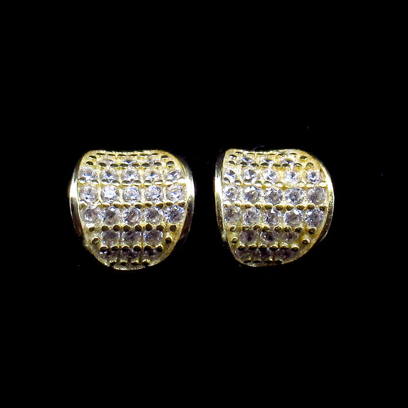 Gold 925 Silver Drop Earrings / Antique Cubic Zirconia Hoop Earrings