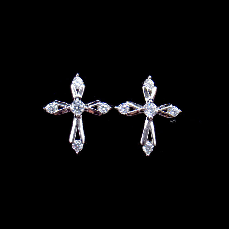 Classical Style Cross 925 Silver Earrings Handmade Free Nickel And Lead