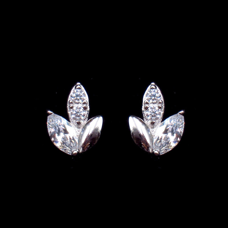 Custom 925 Sterling Silver Large Hoop Earrings , Cubic Zirconia Stud Earrings