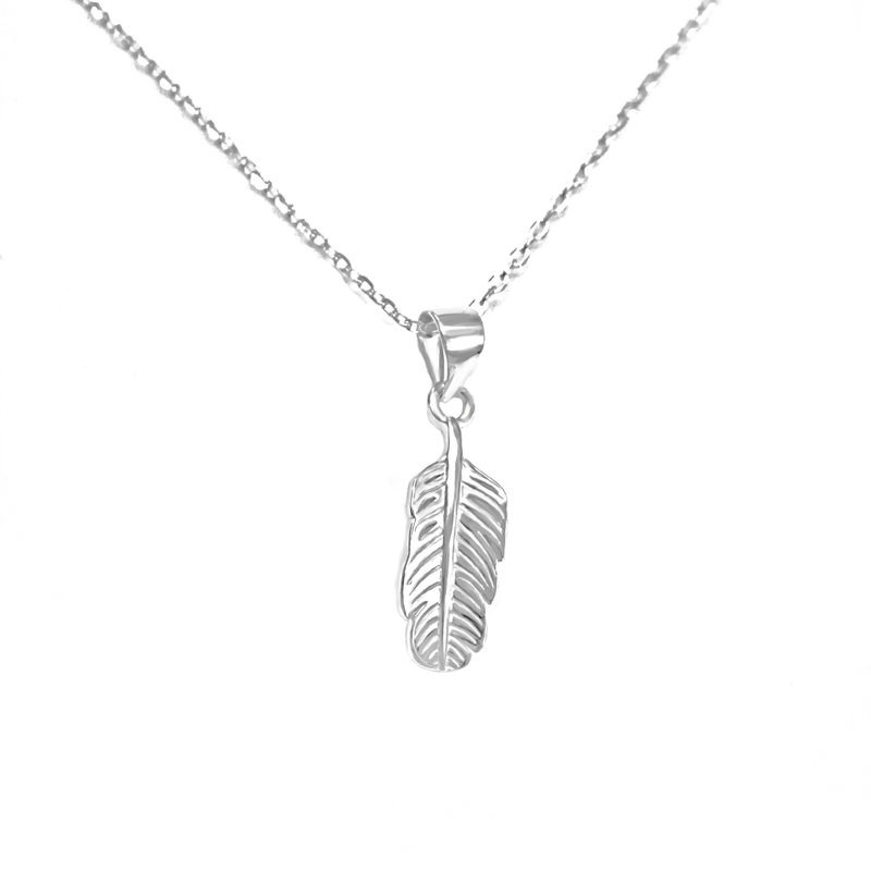 Lightweight Sterling Silver Leaf Necklace / Cubic Zirconia Drop Necklace