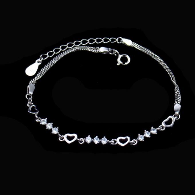 Heart 925 Sterling Silver Cuff Bracelet / OEM Bracelet Extension Chain