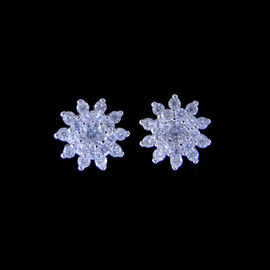 Personalized Silver Cubic Zirconia Earrings Fashion Jewelry With Flower Shape