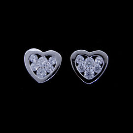 Personalized Cubic Zirconia Heart Earrings Sterling Silver 925 Blank Design