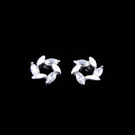 Sterling 925 Silver Wedding Earrings Flower Shape Jewelry For Women