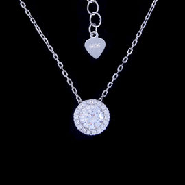 Plating Gold 925 Silver Cubic Zirconia Necklace With Central Big Stone