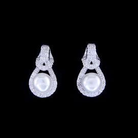 Women White Gold Pearl Earrings 925 Silver Elegant Pearl Earrings Jewelry