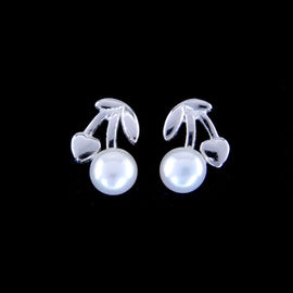 Cherry Shape Children Silver Jewellery S925 Platinum With Real Pearl