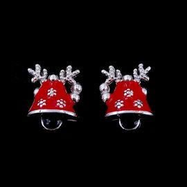 Enamel Design Children Silver Jewellery Christmas Elk Bell Shape Earrings