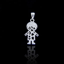 Little Boy Design 925 Silver Cubic Zirconia Pendant Jewelry Japanese Style