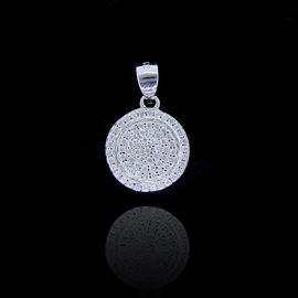 Sterling Silver Cubic Zirconia Round Pendant Necklace Charm For Lady Jewelry