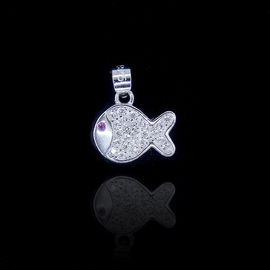 Pure 925 Silver Cubic Zirconia Pendant / Lovely Fish Shape Pendant For Gifts