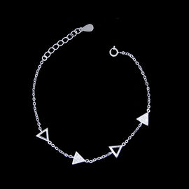 Triangle Design Sterling Silver Chain Bracelet / Cubic Zirconia Cuff Bracelet Jeweler