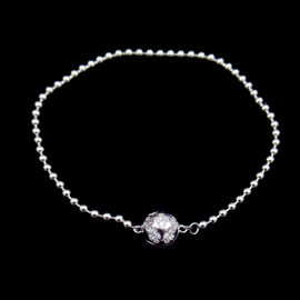 Ball Shape 925 Silver Cubic Zirconia Bracelet Magnet Design For Body Without Harm