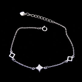 Square Design Simple Silver Cubic Zirconia Bracelet 925 Rhinestone Jewellery