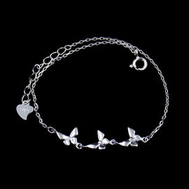 S925 White Gold Plain Silver Bracelet Butterfly Shape For Girls