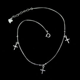 Cross Shape Plain Silver Bracelet / Simple Design Silver Rope Bracelet